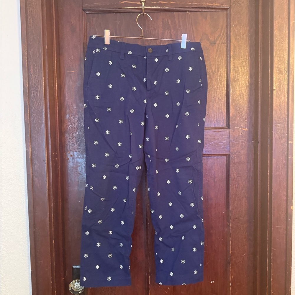 JCrew Factory Navy Blue Pants with Snowflakes!